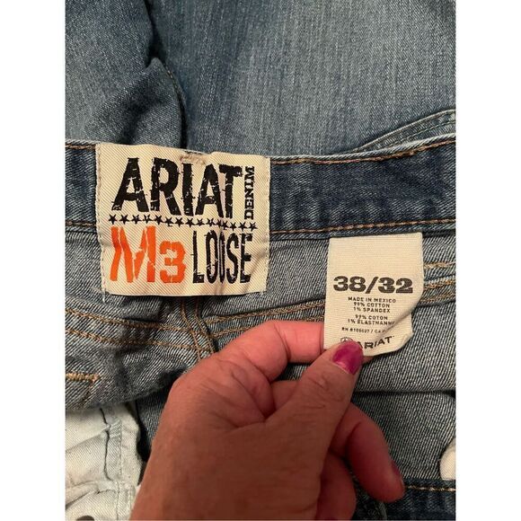 Ariat Denim Jeans M3 Loose Light Wash Jeans 38x32 - Picture 2 of 6